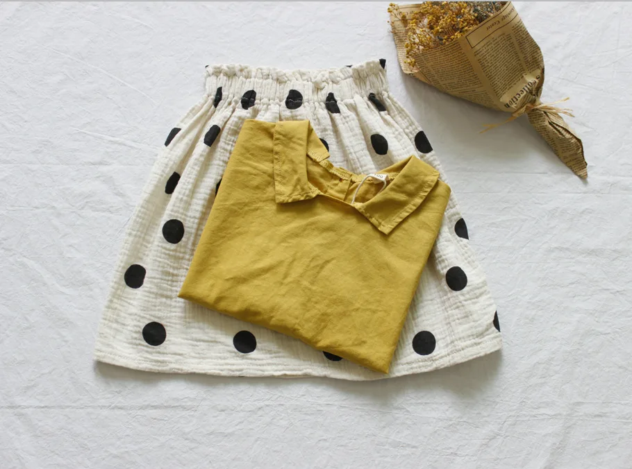 Новые летние хлопковые льняные юбки в горох для маленьких девочек в Корейском стиле детская одежда детские юбки-бутоны костюмы для девочек