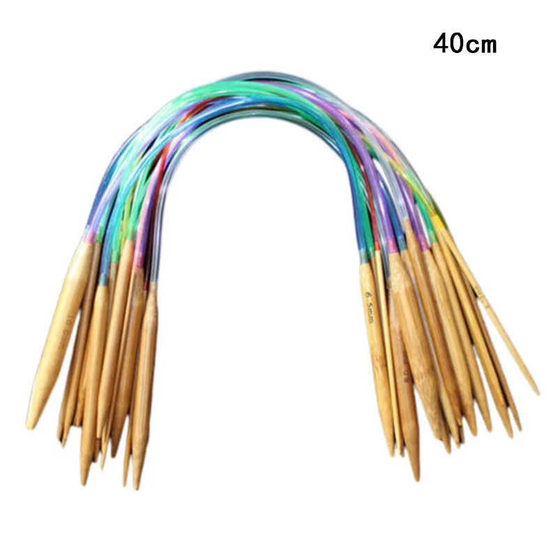 

40CM Set of 18sizes Tube Carbonized Circular Sewing Knitting Needles Round Pins Bamboo high quality suitable for home