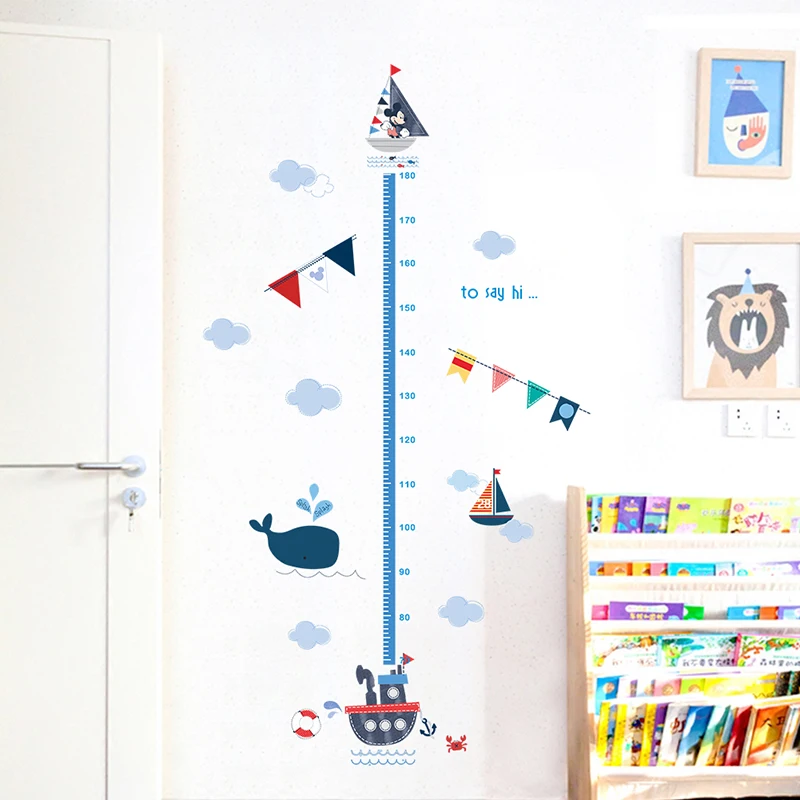 Cartoon Micky Minnie Sea Boat Whale Growth Chart Wall Stickers For Kids Room Decor Mural PVC Home Wall Art Height Measure Decals Cartoon Micky Minnie Sea Boat Whale Growth Chart Wall Stickers For Kids Room Decor Mural PVC Home Wall Art Height Measure Decals