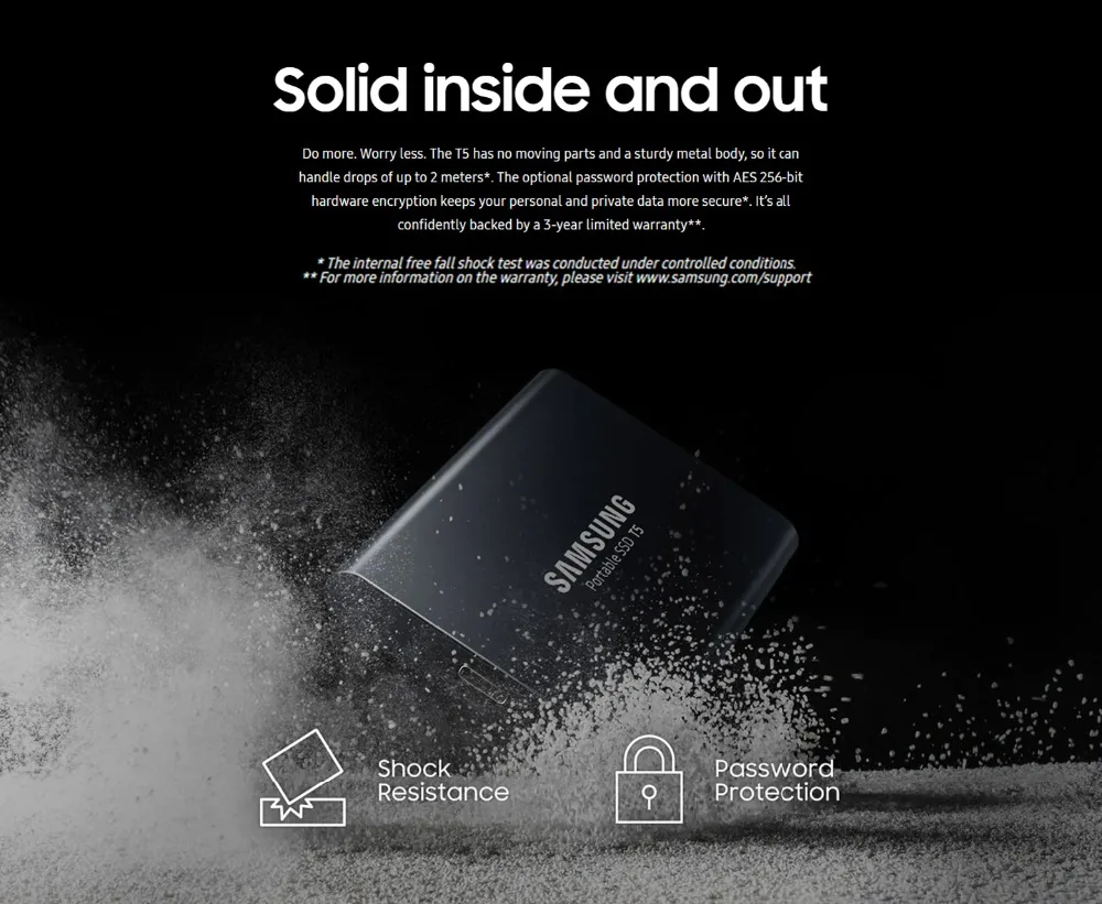 Samsung T5 внешний SSD 250GB 500G 1T 2T USB 3,1 Gen2(10 Гбит/с) назад твердотельный диск совместимый внешний SSD