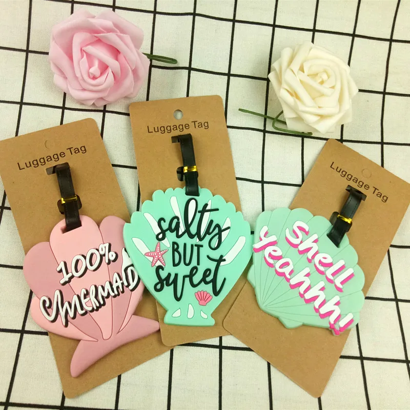 

New Cartoon Shell Travel Accessories Luggage Tags PVC Silica Gel Girl Suitcase ID Addres Holder Baggage Boarding Portable Label