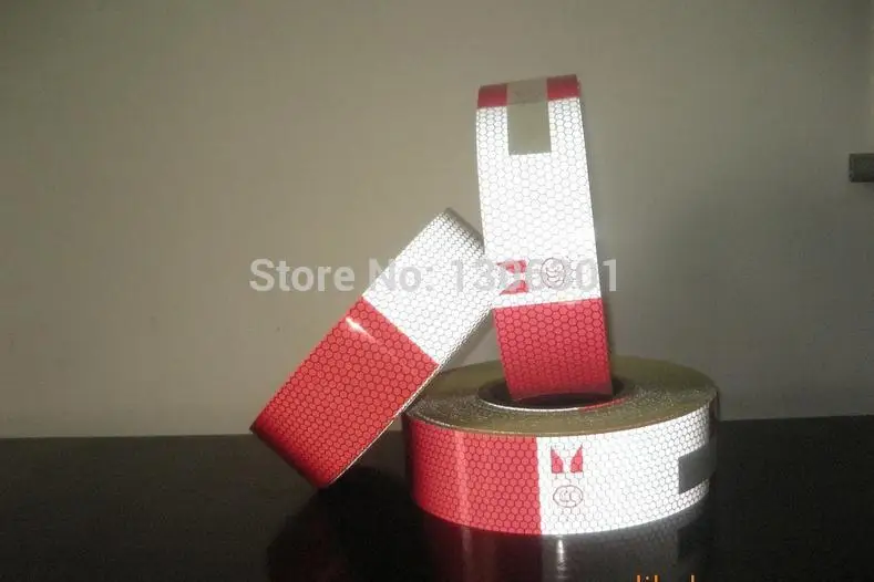 

5cm*50M PET Reflective sticker tape white and red (15cm+15cm) reflective warning self-adhesive tape directly paste for Van car