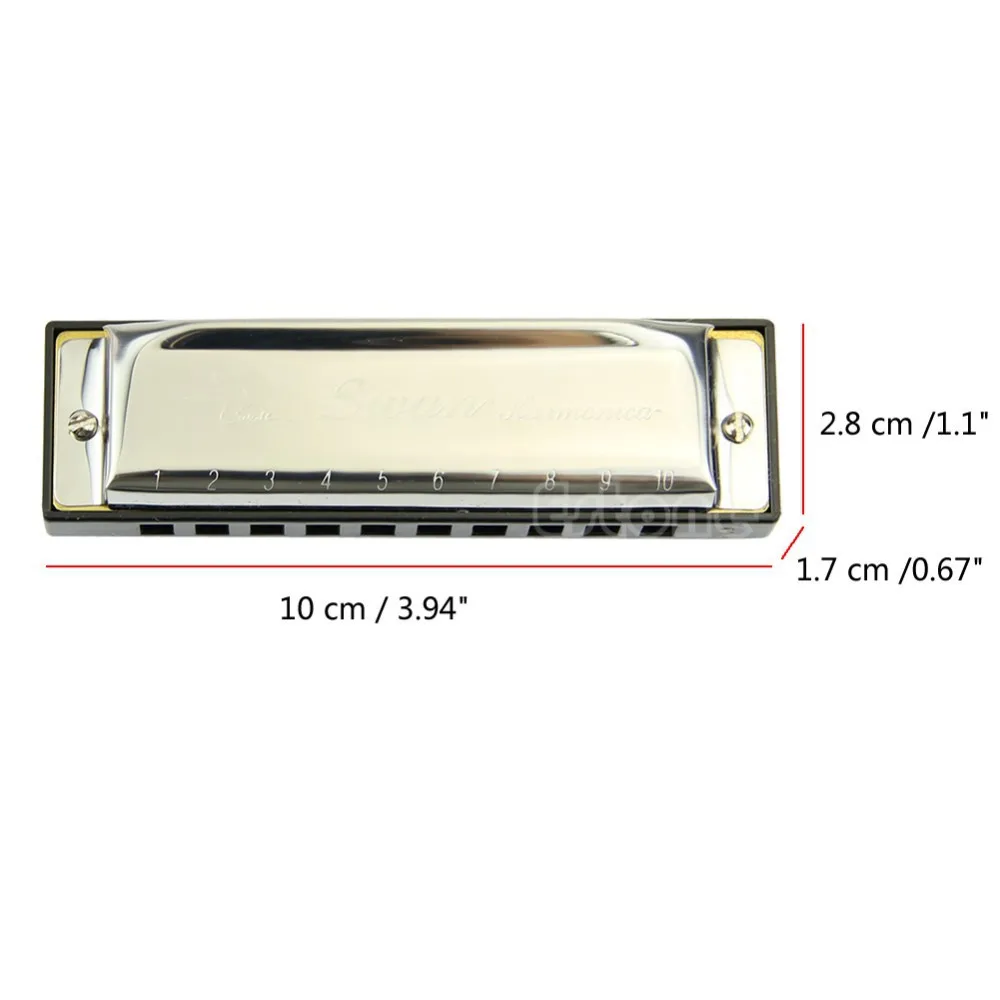HBB Elegent Губная гармошка с 10 отверстиями Ключ C для блюза Рок Джаз фолк + чехол