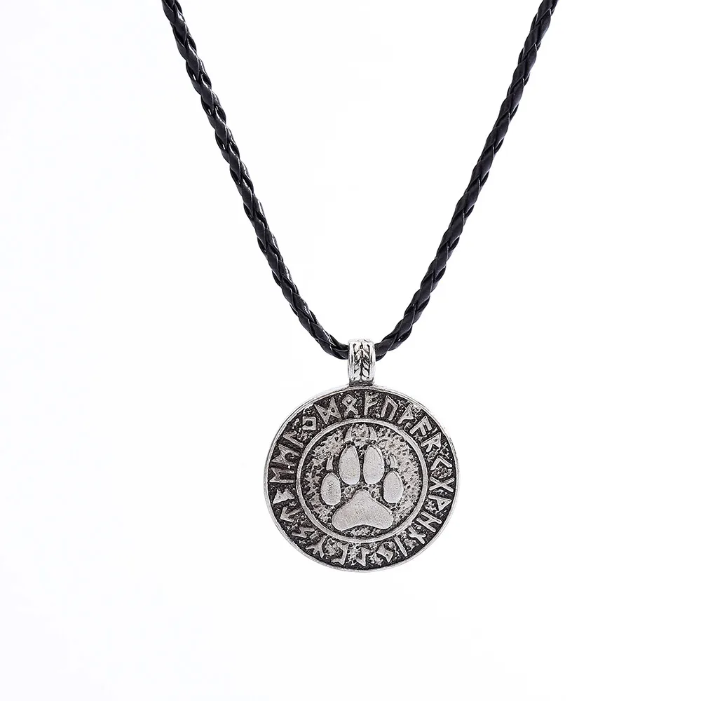 

Nordic Vikings Bear Print Amulet Pendant Necklace The Norse Bear Print RUNE PENDANT Necklace Nordic Collares De Moda 2019 L0619