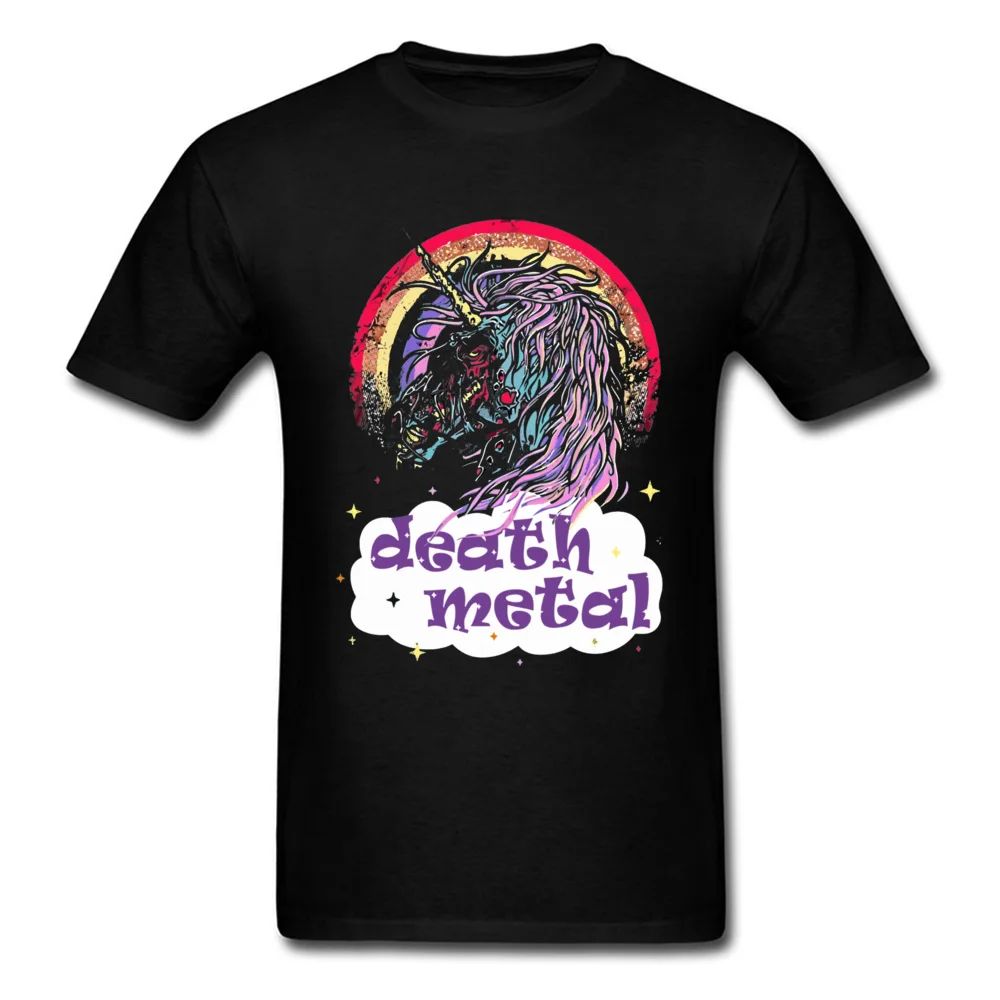 Pure Cotton Men's Short Sleeve Zombie Unicorn Death Metal 1460 Tshirts Summer Tops T Shirt 2018 Popular Casual Crewneck T Shirt Zombie Unicorn Death Metal 1460 black