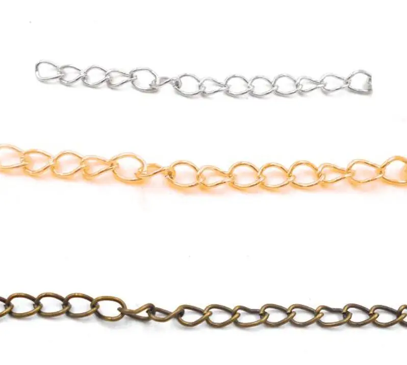 

Beads 100 PCs 50mm x 3mm Silver Plated Extended & Extension Jewelry Chains/Tail Free Shipping