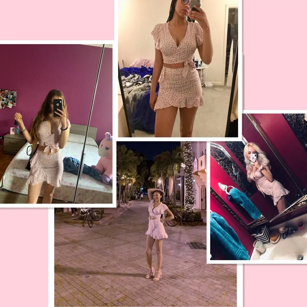 ZAFUL Женские комплекты Укороченный топ с одуванчиками и юбкой Набор из двух частей