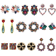 JUJIA, 12 дизайнов, горячая Распродажа, высокое качество, модные серьги-гвоздики с кристаллами для женщин и девушек, для вечеринки, заводская цена