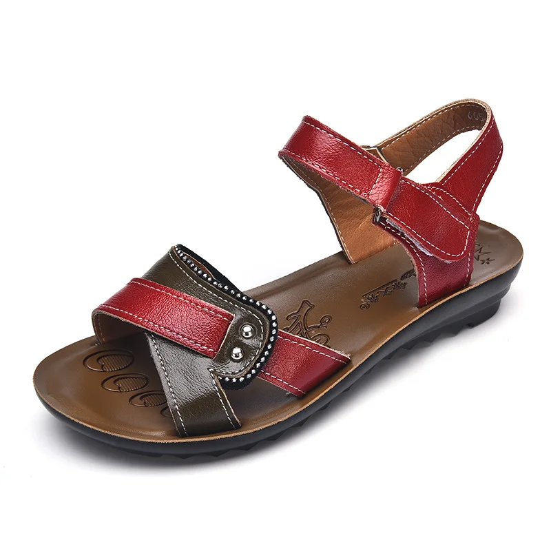 

Women Shoes Women Flat Sandals Fashion Women Sandals Genuine Leather Sandals New Mother Shoes Summer Beach Shoes Ladies Sandals