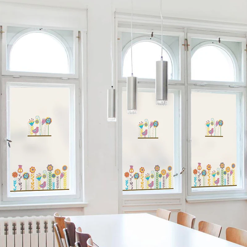 

Free Size Static Cling Frosted Opaque Stained Window Film Decorative Privacy Glass Sticker Digital printing BLT307 Bouquet