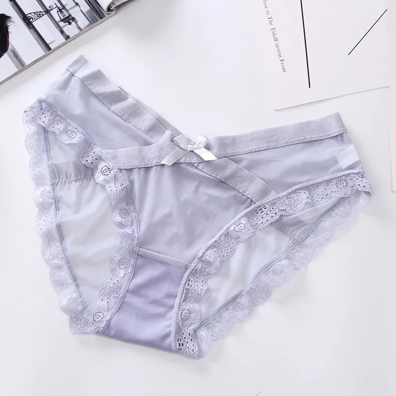 Ultra-thin Sexy Women Underwear Panties Transparent Mesh Briefs Quick-drying Lady Knickers Solid Color Underpants 15