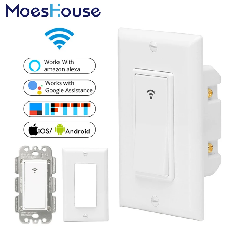 WiFi умный настенный выключатель света Smart Life/Tuya мобильное приложение