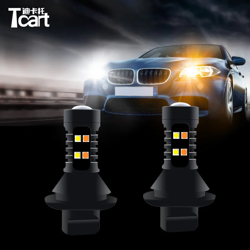 Tcart 2X авто светодиодный светильник для автомобиля DRL дневные ходовые огни поворотники белые+ янтарные лампы WY21W T20 7440 для Subaru Outback 2010