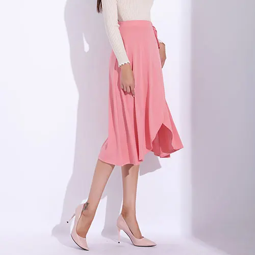 Pink Garemay Высокая талия женские юбки в стиле casual черная длинная юбка размера плюс трикотажная Женская юбка осень-зима Jupe Femme Hiver - Цвет: Pink
