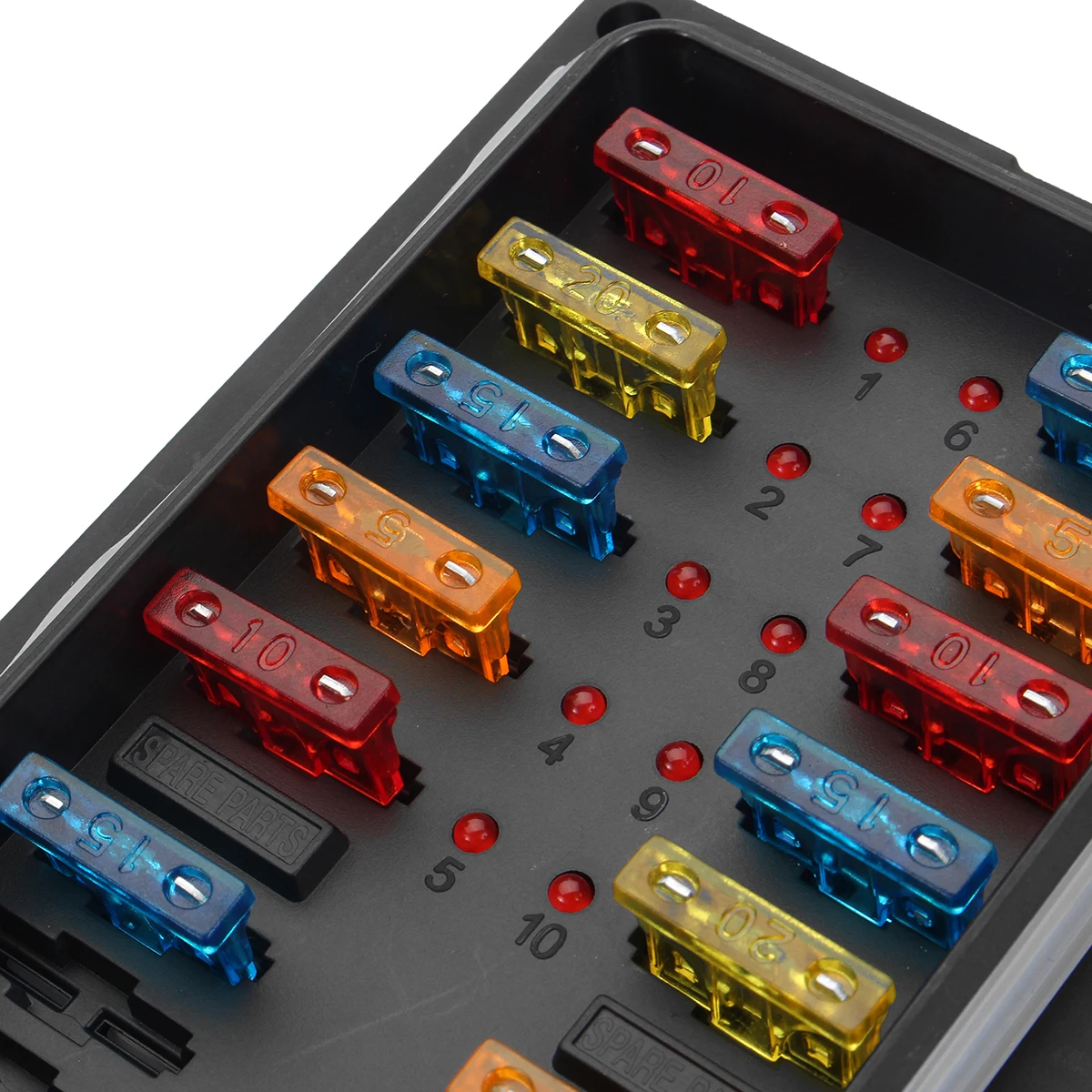 New 10 Way Waterproof Blade Fuse Box Holder With LED Indicator For Car