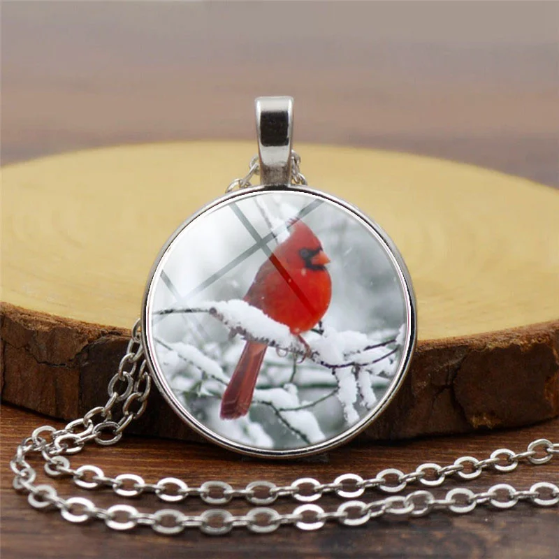 2017 New red cardinal locket necklace fashion birds Pendant for women