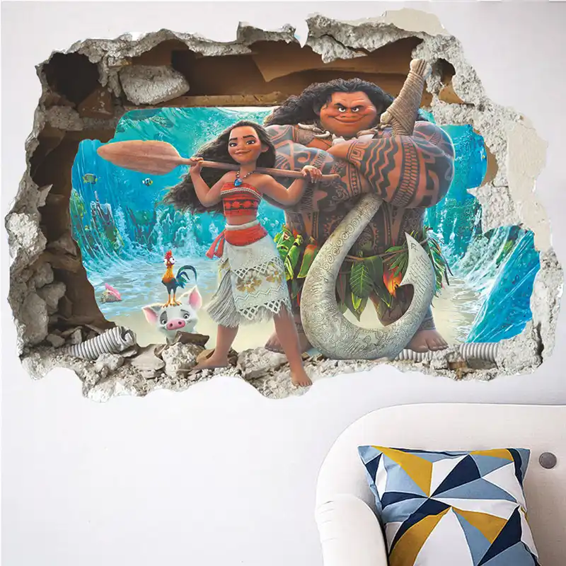 Calcomanía Moana 3d dormitorio Mural De Pared Arte, Niños niños Pegatina
