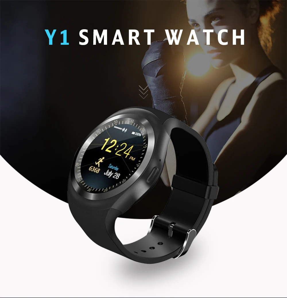 696 Bluetooth Y1 Смарт-часы Relogio Android SmartWatch Телефонный звонок GSM Sim удаленного Камера информации Дисплей Спорт Шагомер