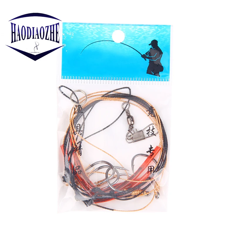

HAODIAOZHE 1Pcs Fishing Accessories High Carbon Steel Fishing String Hooks with 5 Small Hook Rigs Swivel Fishing Tackle YU445