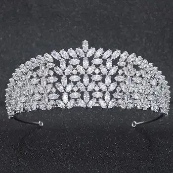 

Classic Design Cubic Zirconia Wedding Bridal Tiara Crown Women Girl Prom Hair Jewelry Accessories Real Platinum Plated CH10299