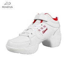 Женские нескользящие Танцевальные Кроссовки; цвет белый, черный; спортивная обувь для танцев на платформе; женская обувь для джазового танца, фитнеса;#96