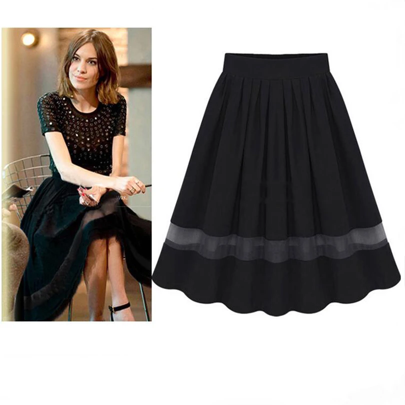 Summer For Women Skirts High Waist Pleated Skater Vintage Office
