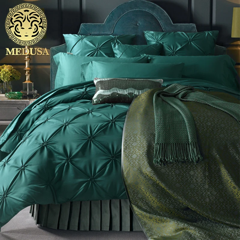 Медуза вареного шелка плиссированные Фишер чистое постельное белье набор king queen