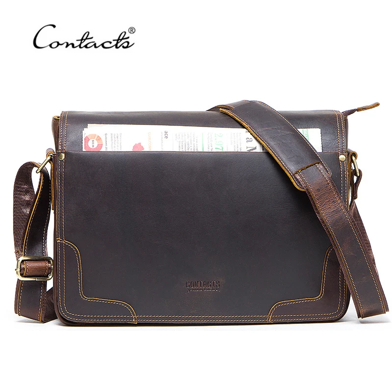 CONTACT'S genuine leather messenger bags men's bolsa male bag over the