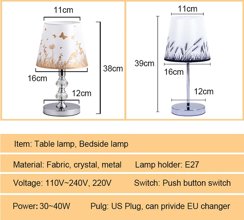 Candeeiros de Mesa Conduziu a Lâmpada de Cabeceira Lâmpada de Mesa Luzes da Sala Plugue da ue Luz do Livro Cristal Nordic Quarto Estudo Vaidade Mesa E27 36 Cheap Luminárias de mesa