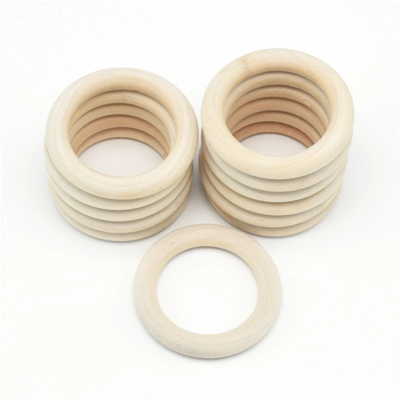 

New 5pcs 55mm Baby Teething Rings Natural Wooden Necklace Bracelet Crafts DIY