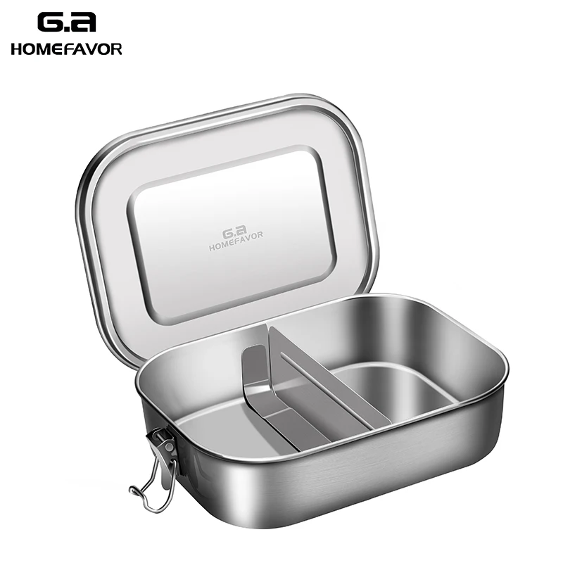 Best G.a HOMEFAVOR 304 Top Grade Stainless Steel Lunch Box Adjustable Compartments Container Silicone Sealing Bento Accessories