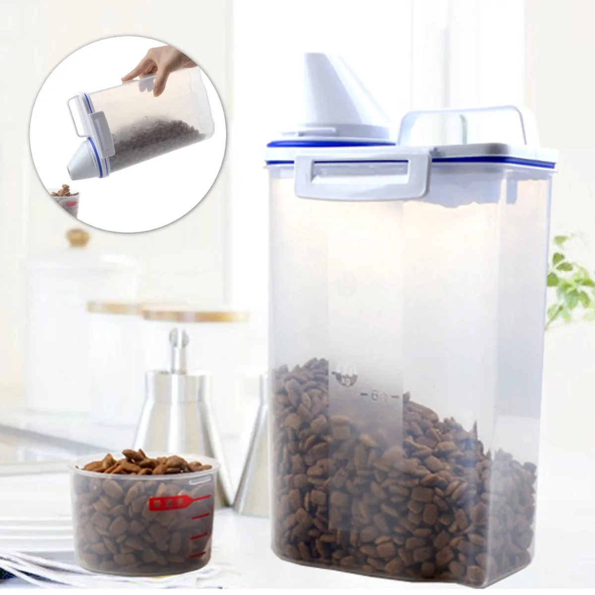 1.5L-2L контейнер для хранения домашних животных, контейнер для хранения, герметичная коробка, сухая подача семян, контейнер для хранения риса, для собак, кошек, контейнер для хранения животных