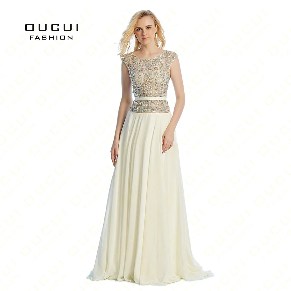 Cap Sleeves abendkleider crystal Louisvuigon Woman Rhinestone robe de soiree Long Prom Evening font b Dress