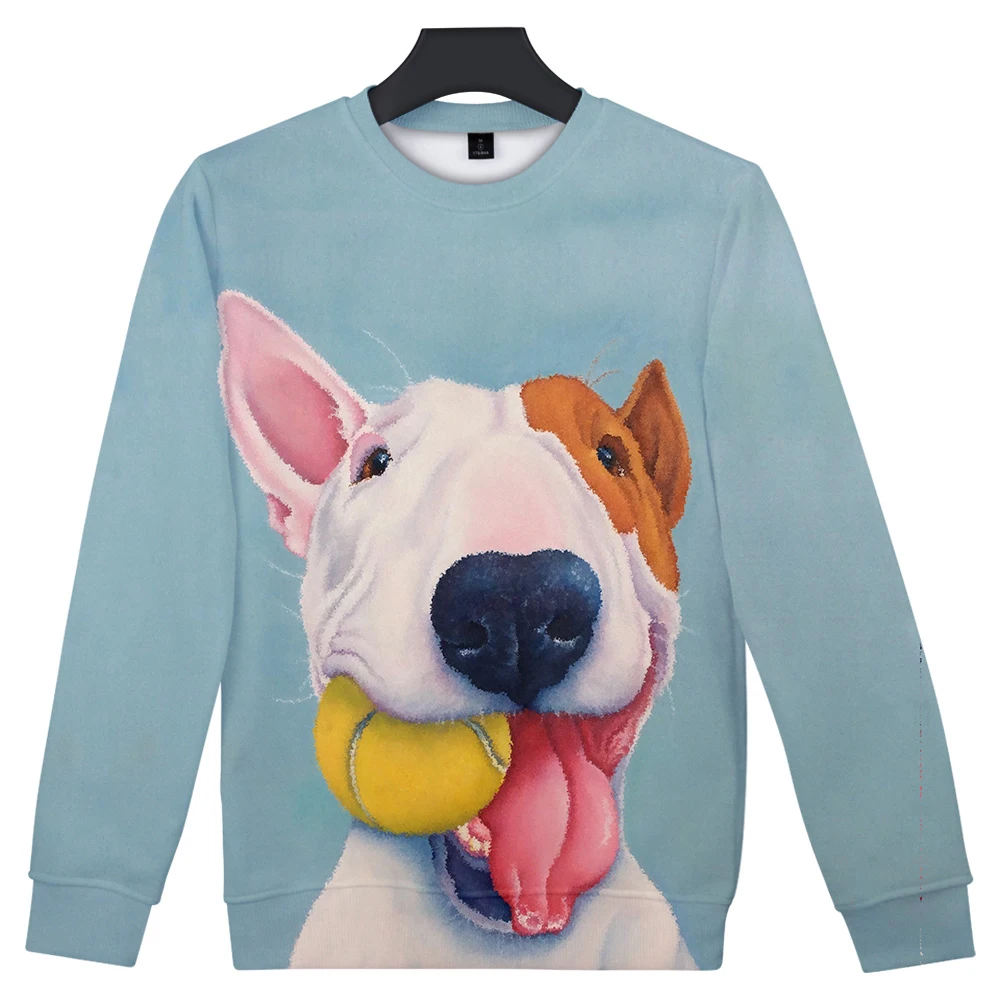 

Lovely bull terrier series New Slim Fashion Round Neck Long Sleeve Sweatshirt 2019 Hot Trend Casual Round Neck Sweatshirt