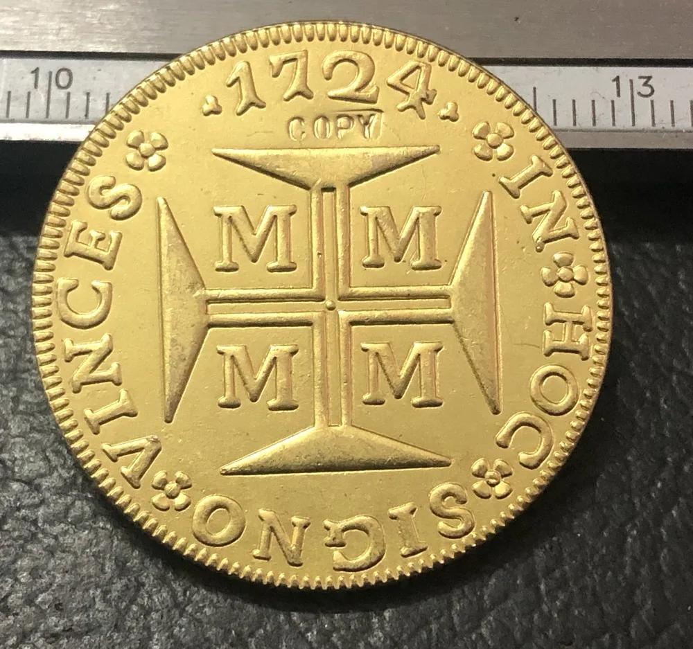 1724 Бразилия 4000 Reis Joao V Золотая копия монеты|Безвалютные монеты| |