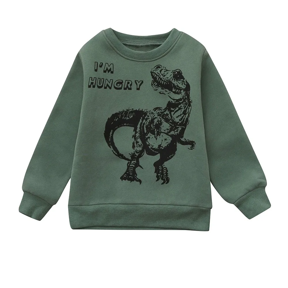 Детская футболка с принтом динозавра; свитер; пуловер; детская одежда; топ с длинными рукавами и принтом динозавра для мальчиков; - Цвет: E