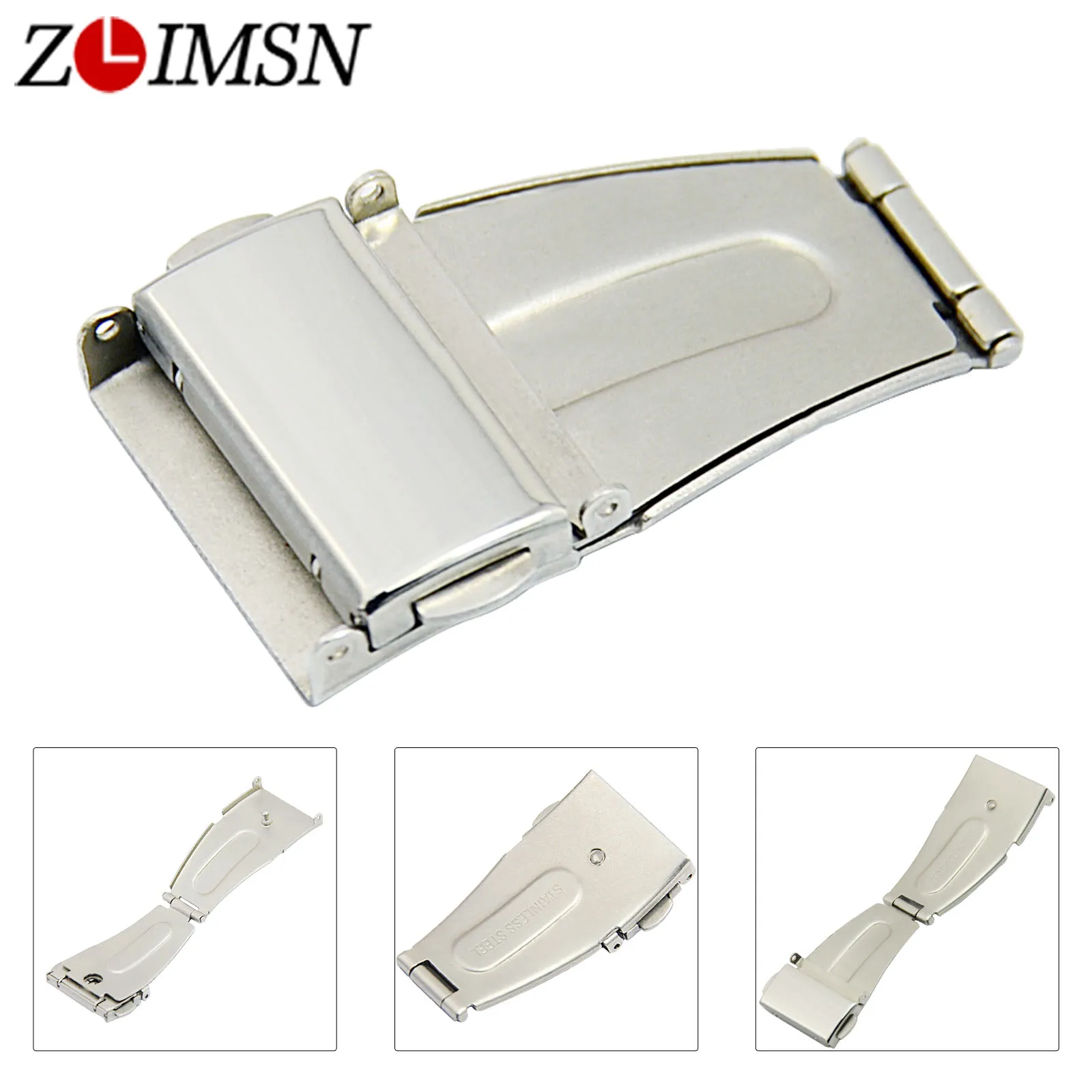 

ZLIMSN 5pcs/lot Buckle Watch Metal Butterfly Clasp Fold Stainless Steel Polished Deployment Clasps 15 17 19 21mm Wholesale