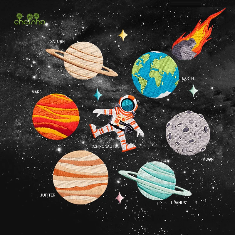 

Space Series,Embroidery Patch,9pcs/Lot,Astronauts,Earth,Cloth Sticker,Applique Ironing For Cloth Jeans,Bag,Shoes DIY Accessories