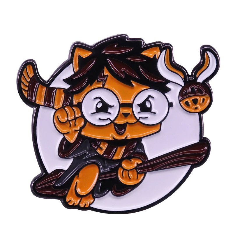 

Hairy pawter button brooch wizard cat lovers pin creative fans addition