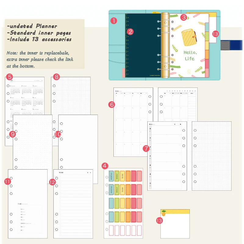 golden geometry undated daily planner multifunctional organizer a6 undated daily planner