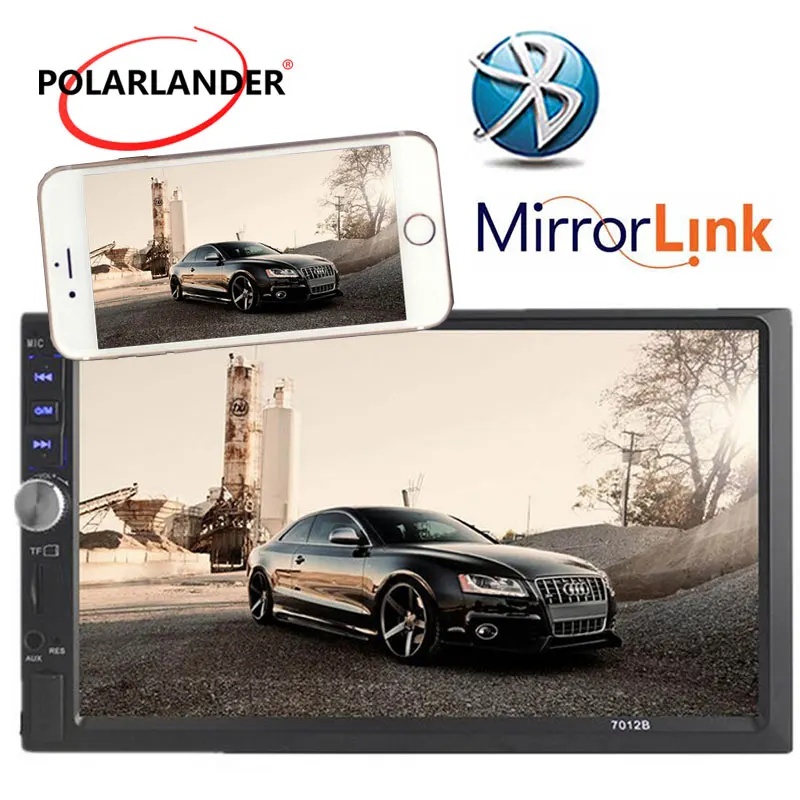7 inch LCD Touch screen car radio player BLUETOOTH hands free 1080P movie rear view font
