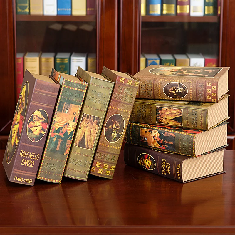 

4pc Jingmei European simulation retro model Internet cafe Decor props ornaments fake shelves Book book decoration
