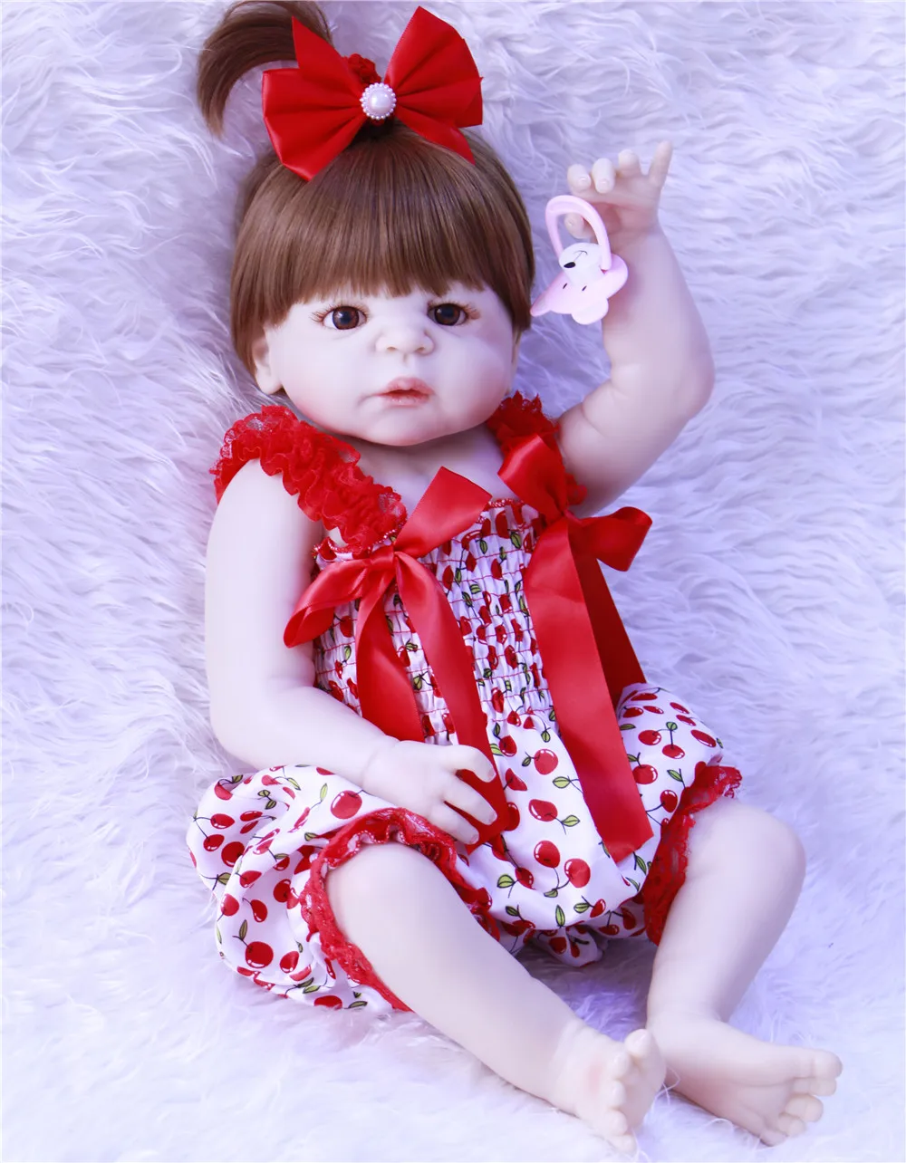 

23inch/57cm White skin Baby Dolls Realistic Full Silicone Vinyl Alive Girl Doll Reborn Baby Doll For Children Gifts NPK DOLL