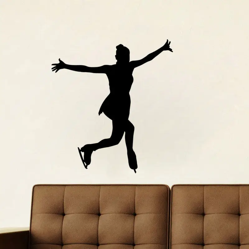 

Hot Sale Dancing Girl Figure Skating Wall Sticker Vinyl Sport Fitness Wall Decal Gym Wall Sticker For Home Bedroom Decor Y-550