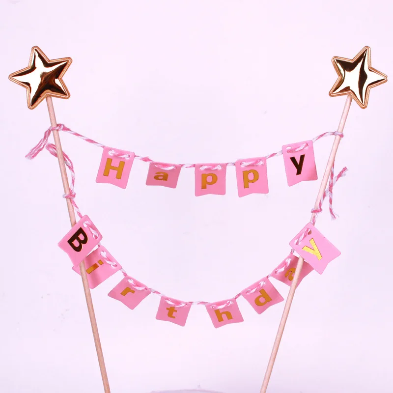 Креативный розовый висящий флаг счастливое украшение для именинного торта девочка/мальчик игрушка выпечки торт Топпер Фея Принцесса Топпер Свадебные принадлежности - Цвет: 1