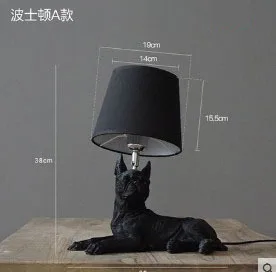 Dogs Anmails Table Lamp Black with Lampshades Art Decor Resin Table Lamp for Bedroom Living Room Children Room Kids Bedside Lamp - Цвет абажура: 5