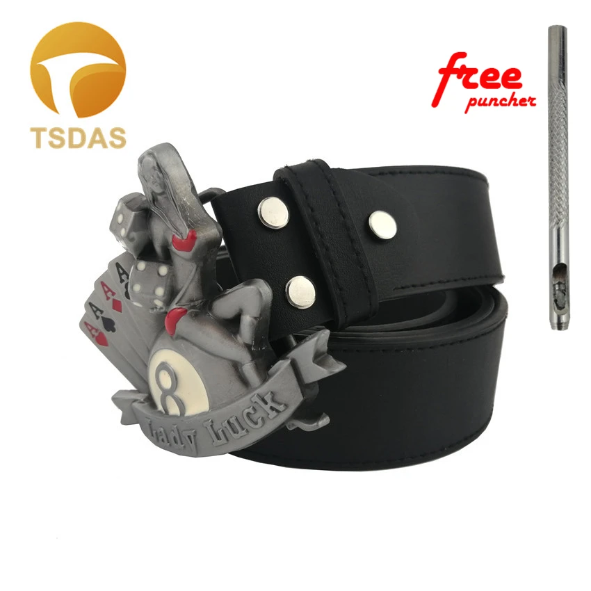 Lucky 7 Mens Fashion Belt Buckle 8.5*8cm With Colored, POKER Cool Belt Buckles For Men Charm