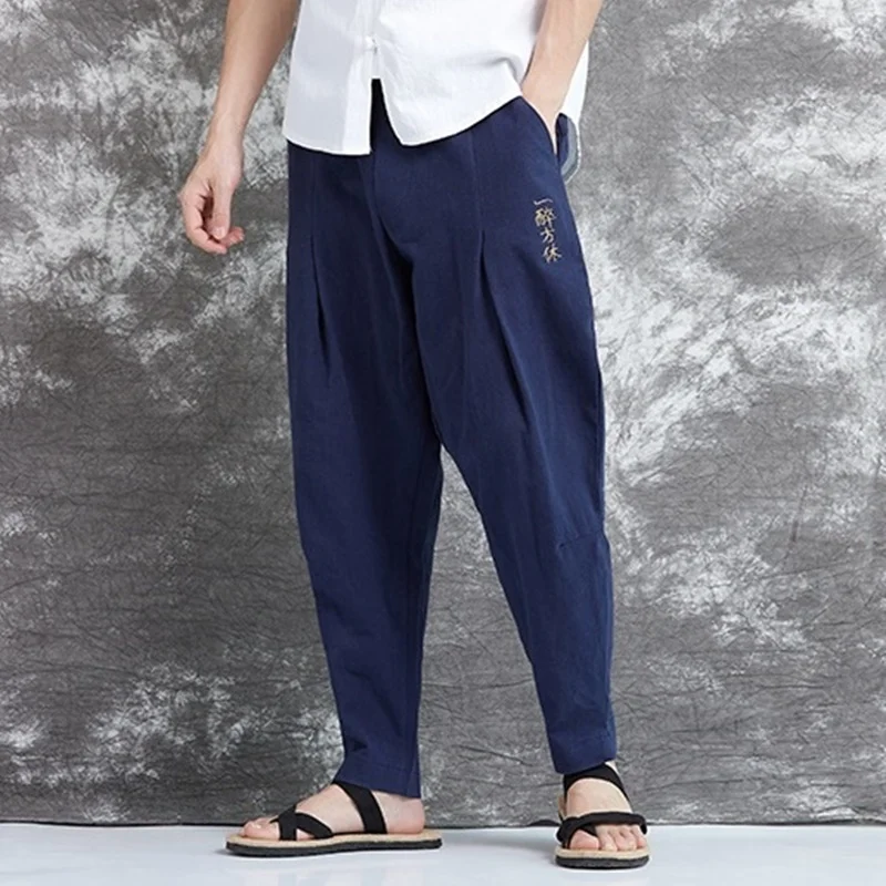 Traditional Chinese clothing for men male trousers linen pants men solid color traditional chinese male clothing TA129