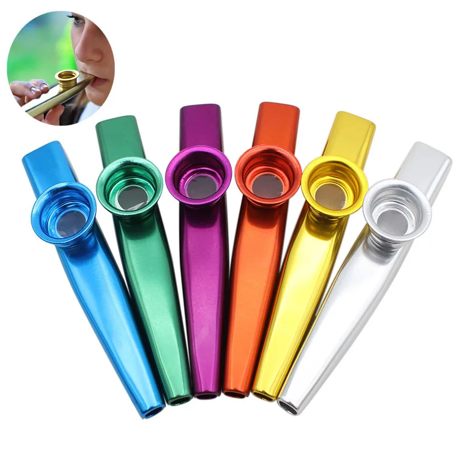 

6 Colors Simple Design Lightweight Metal Kazoo Aluminum Alloy For Guitar Instrument Music Lovers 12*2.5cm Kids Gift Toy Children
