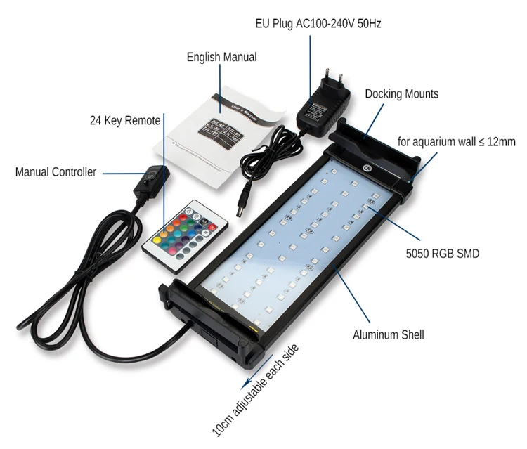 30 ~ 50 см 6 Вт аквариум светодио дный светодиодное освещение 16 изменение цвета пульт дистанционного светодио дный управления затемнения